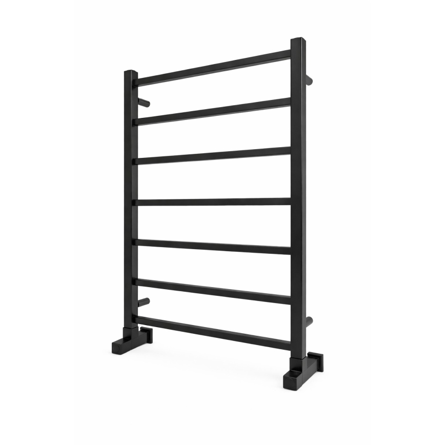 Koupelnový žebříkový radiátor INOX TOKIO 161W/230V 77x53 cm nerez/černá