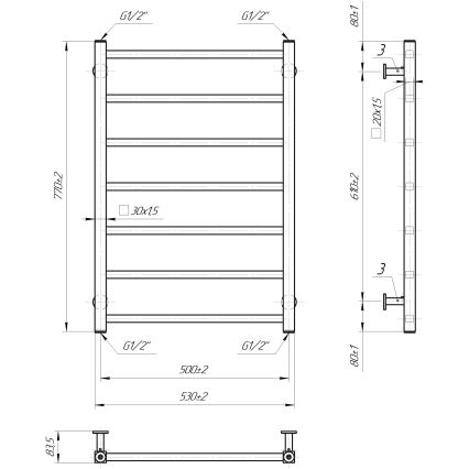 Koupelnový žebříkový radiátor INOX TOKIO 161W/230V 77x53 cm nerez/lesklý chrom
