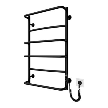 Koupelnový žebříkový radiátor LUX 105W/230V 81x52 cm nerez/černá pravá