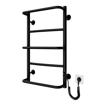 Koupelnový žebříkový radiátor LUX 65W/230V 66x42 cm nerez/černá pravá