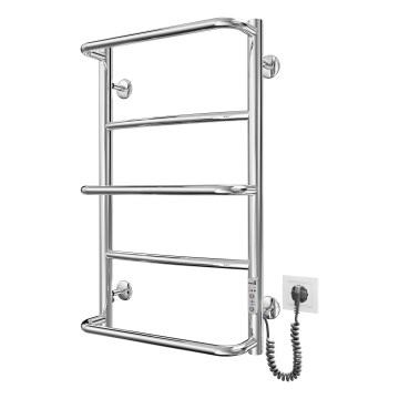 Koupelnový žebříkový radiátor LUX 65W/230V 66x42 cm nerez/lesklý chrom pravá