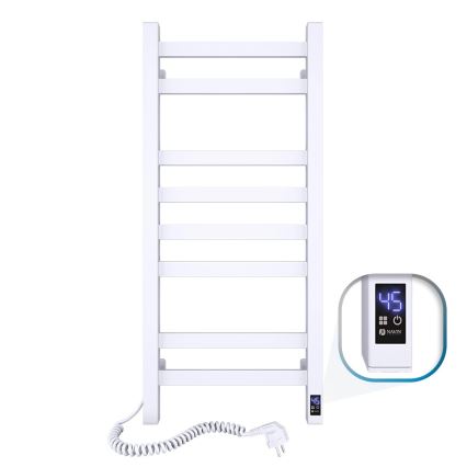 Koupelnový žebříkový radiátor s termostatem AVANGARD 251W/230V 80,6 cm IP44 bílá levá hranatý