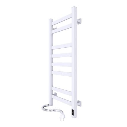 Koupelnový žebříkový radiátor s termostatem AVANGARD 251W/230V 80,6 cm IP44 bílá levá hranatý