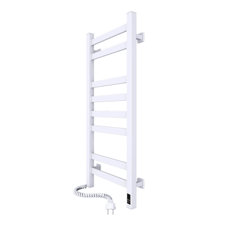 Koupelnový žebříkový radiátor s termostatem AVANGARD 251W/230V 80,6 cm IP44 bílá levá hranatý