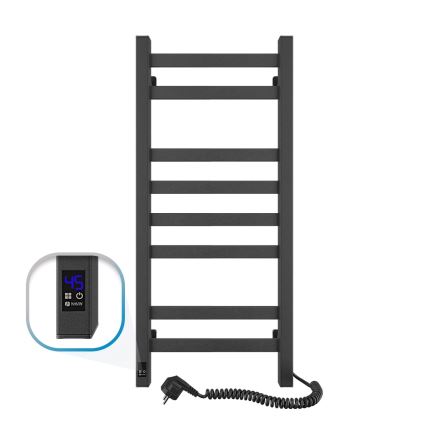 Koupelnový žebříkový radiátor s termostatem AVANGARD 251W/230V 80,6cm IP44 černá pravá hranatý