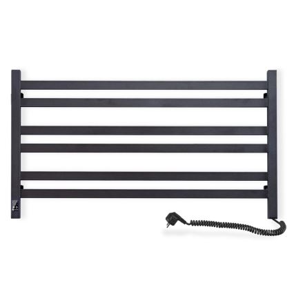 Koupelnový žebříkový radiátor s termostatem AVANGARD 316W/230V 50,6 cm IP44 černá pravá hranatý