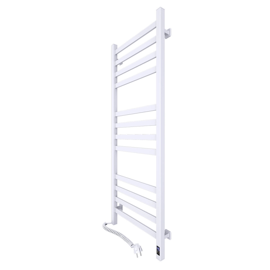 Koupelnový žebříkový radiátor s termostatem AVANGARD 459W/230V 120,6 cm IP44 bílá levá hranatý