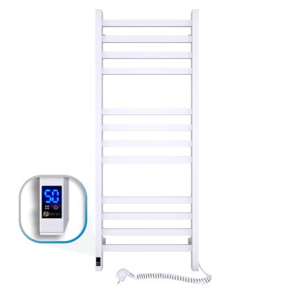 Koupelnový žebříkový radiátor s termostatem AVANGARD 459W/230V 120,6cm IP44 bílá pravá hranatý
