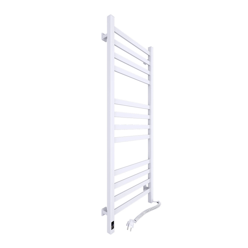 Koupelnový žebříkový radiátor s termostatem AVANGARD 459W/230V 120,6cm IP44 bílá pravá hranatý
