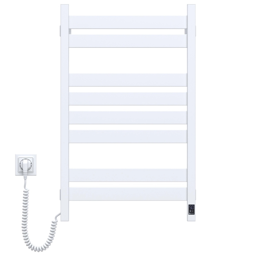 Koupelnový žebříkový radiátor s termostatem LARGO 432W/230V 80,6 cm IP44 bílá levá hranatý