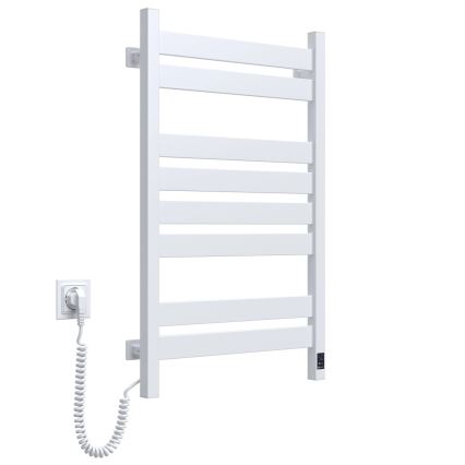 Koupelnový žebříkový radiátor s termostatem LARGO 432W/230V 80,6 cm IP44 bílá levá hranatý