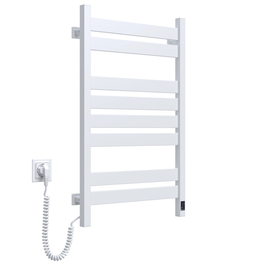 Koupelnový žebříkový radiátor s termostatem LARGO 432W/230V 80,6 cm IP44 bílá levá hranatý
