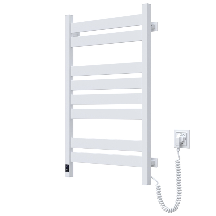 Koupelnový žebříkový radiátor s termostatem LARGO 432W/230V 80,6 cm IP44 bílá pravá hranatý