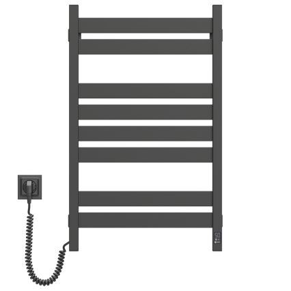 Koupelnový žebříkový radiátor s termostatem LARGO 432W/230V 80,6 cm IP44 černá levá hranatý