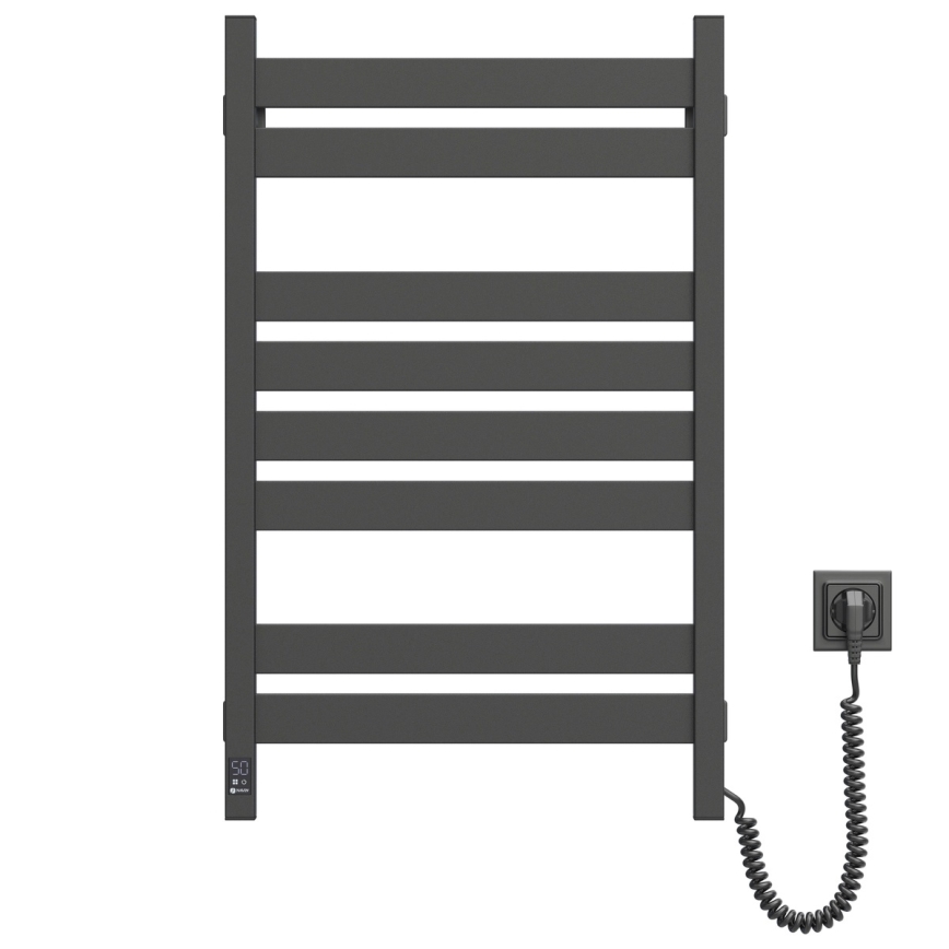 Koupelnový žebříkový radiátor s termostatem LARGO 432W/230V 80,6 cm IP44 černá pravá hranatý