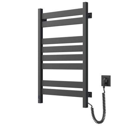 Koupelnový žebříkový radiátor s termostatem LARGO 432W/230V 80,6 cm IP44 černá pravá hranatý