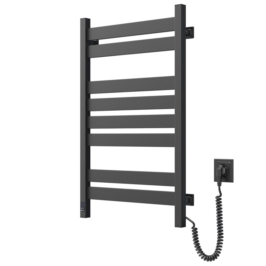 Koupelnový žebříkový radiátor s termostatem LARGO 432W/230V 80,6 cm IP44 černá pravá hranatý