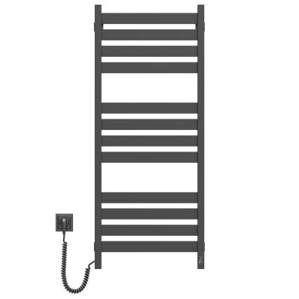 Koupelnový žebříkový radiátor s termostatem LARGO 541W/230V 120,6 cm IP44 černá levá hranatý