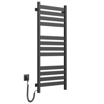 Koupelnový žebříkový radiátor s termostatem LARGO 541W/230V 120,6 cm IP44 černá levá hranatý