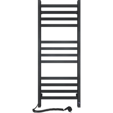 Koupelnový žebříkový radiátor s termostatem AVANGARD 227W 120x48cm  černá levá