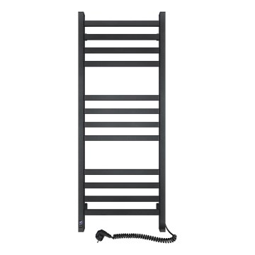 Koupelnový žebříkový radiátor s termostatem AVANGARD 227W 120x48cm  černá pravá
