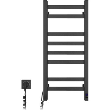 Koupelnový žebříkový radiátor s termostatem AVANGARD 251W/230V 80,6 cm IP44 černá levá hranatý