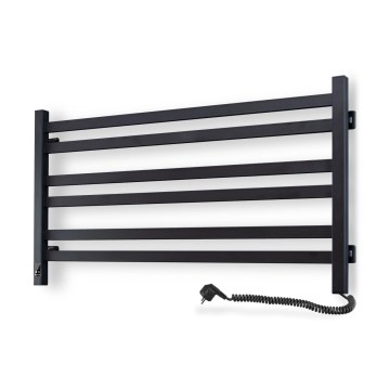 Koupelnový žebříkový radiátor s termostatem AVANGARD 316W/230V 50,6 cm IP44 černá pravá hranatý