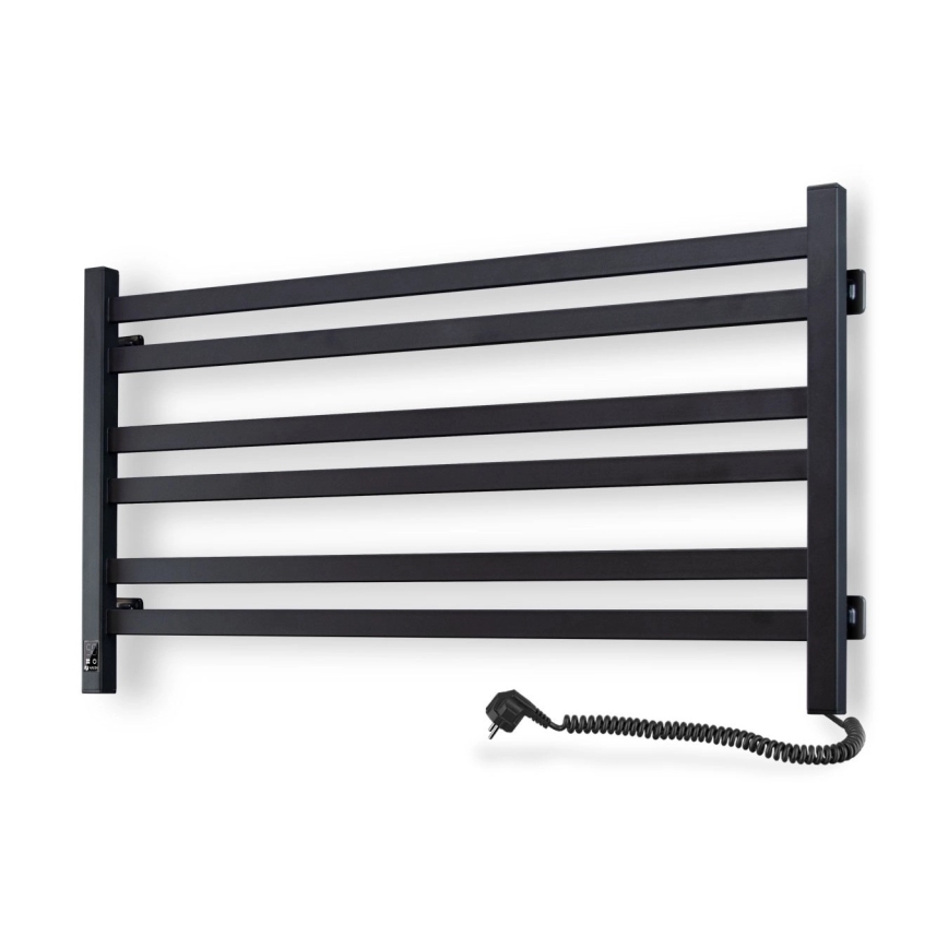 Koupelnový žebříkový radiátor s termostatem AVANGARD 316W/230V 50,6 cm IP44 černá pravá hranatý