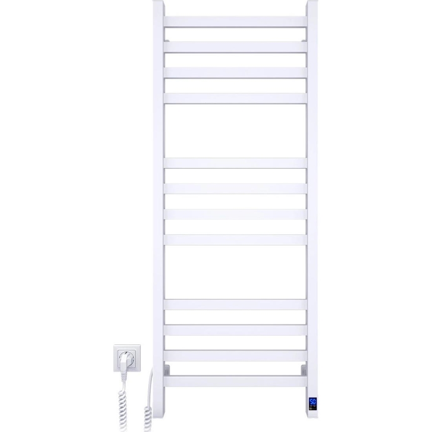 Koupelnový žebříkový radiátor s termostatem AVANGARD 459W/230V 120,6 cm IP44 bílá levá hranatý