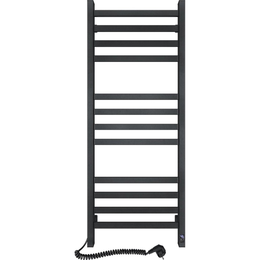 Koupelnový žebříkový radiátor s termostatem AVANGARD 459W/230V 120,6 cm IP44 černá levá hranatý