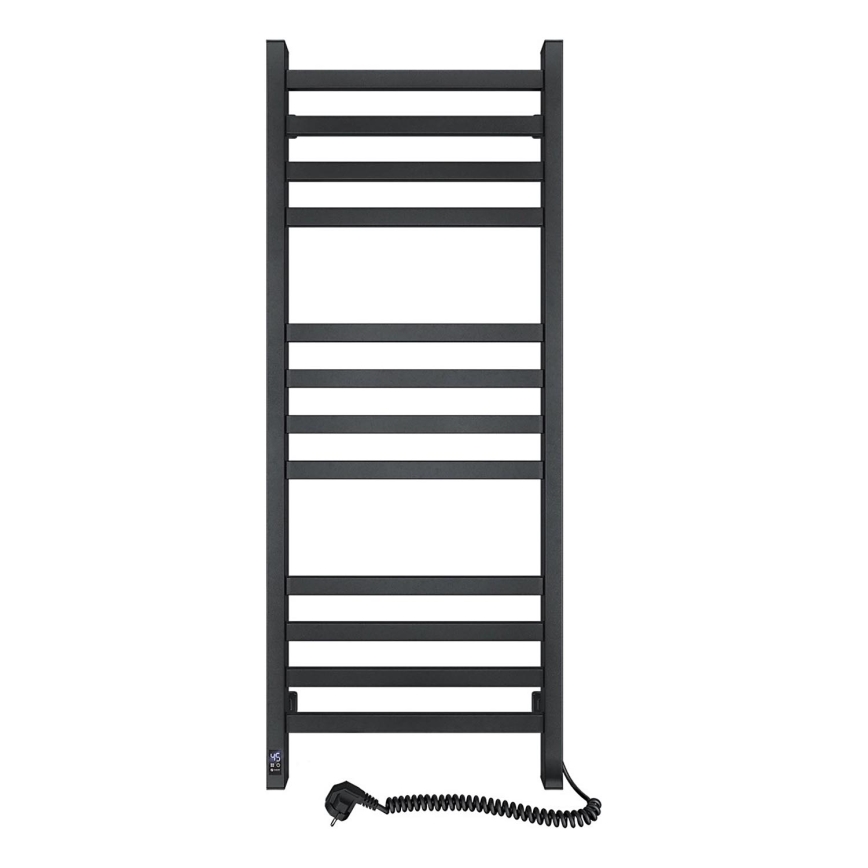 Koupelnový žebříkový radiátor s termostatem AVANGARD 459W/230V 120,6 cm IP44 černá pravá hranatý