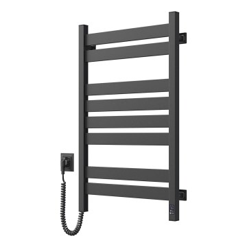 Koupelnový žebříkový radiátor s termostatem LARGO 432W/230V 80,6 cm IP44 černá levá hranatý
