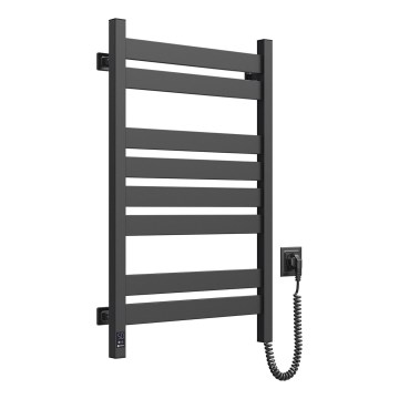Koupelnový žebříkový radiátor s termostatem LARGO 432W/230V 80,6 cm IP44 černá pravá hranatý