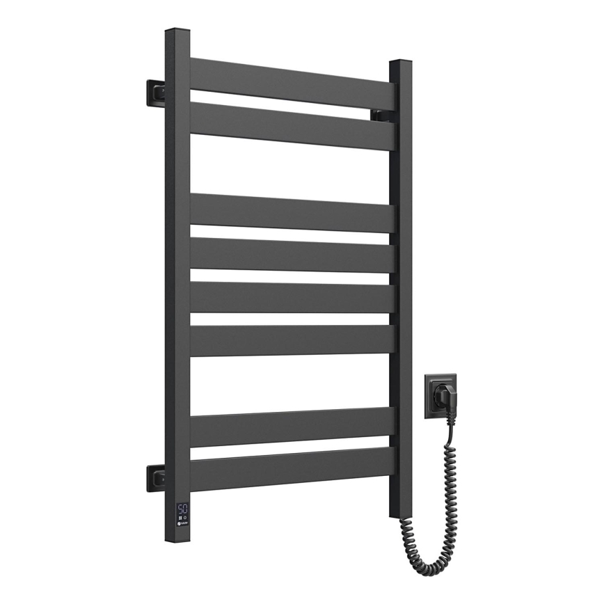 Koupelnový žebříkový radiátor s termostatem LARGO 432W/230V 80,6 cm IP44 černá pravá hranatý