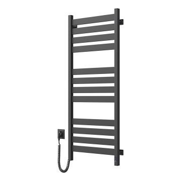 Koupelnový žebříkový radiátor s termostatem LARGO 541W/230V 120,6 cm IP44 černá levá hranatý