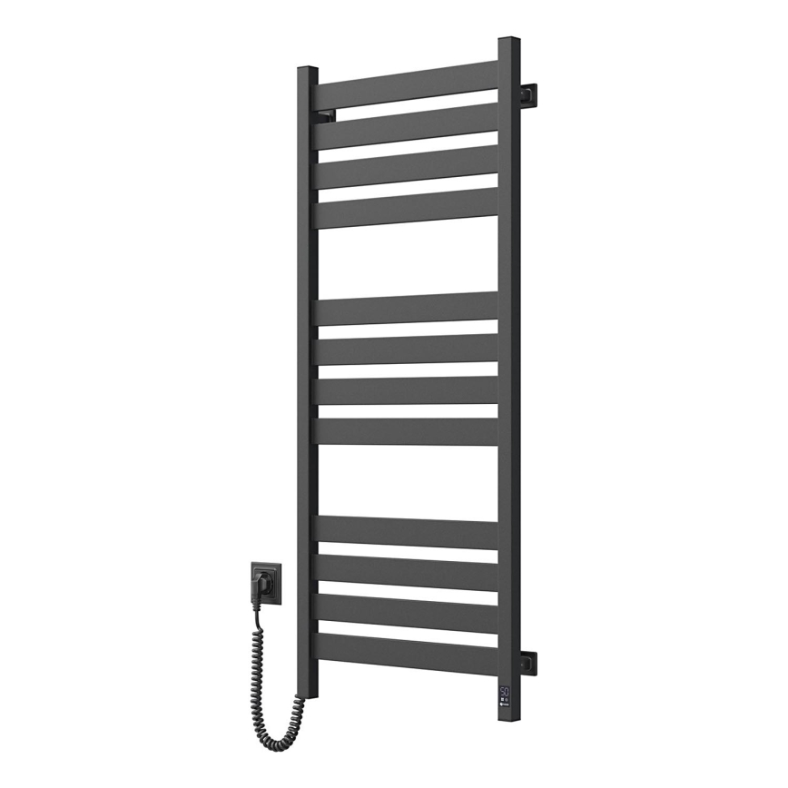 Koupelnový žebříkový radiátor s termostatem LARGO 541W/230V 120,6 cm IP44 černá levá hranatý