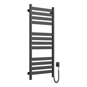 Koupelnový žebříkový radiátor s termostatem LARGO 541W/230V 120,6 cm IP44 černá pravá hranatý