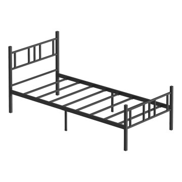 Kovová jednolůžková postel PIRON 90x200 cm černá nosnost 120 kg