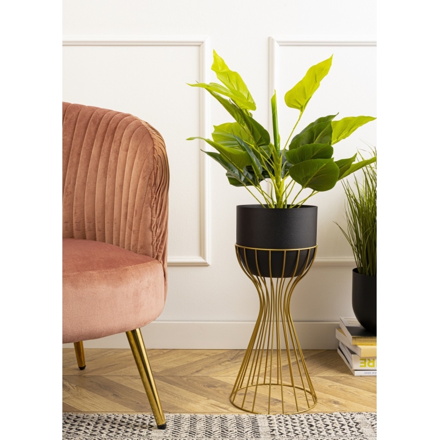 Kovový květináč LOFT 46x20 cm zlatá/černá