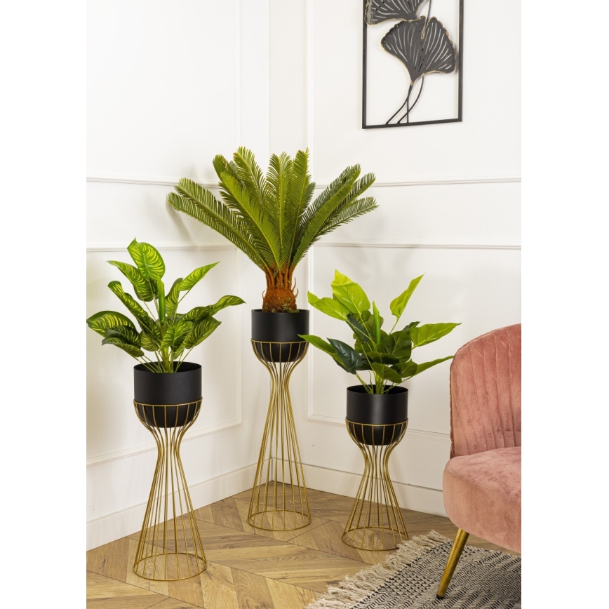 Kovový květináč LOFT 46x20 cm zlatá/černá