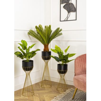 Kovový květináč LOFT 68x20 cm zlatá/černá