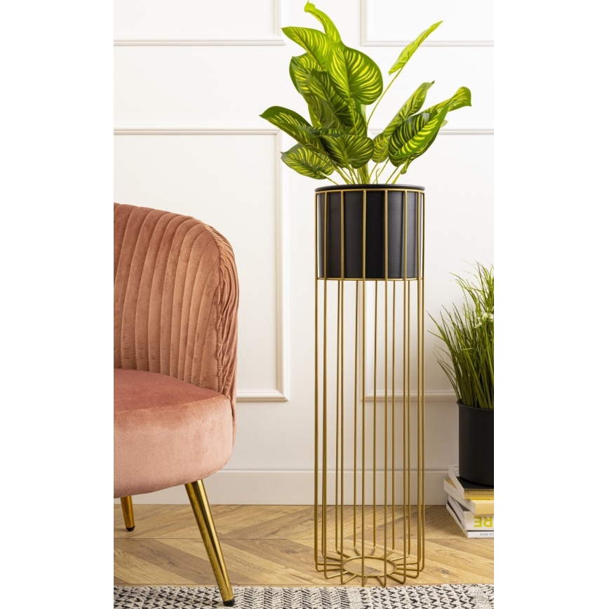 Kovový květináč LOFT 70x20 cm zlatá/černá