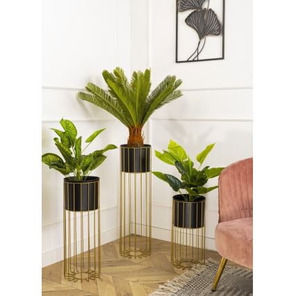 Kovový květináč LOFT 70x20 cm zlatá/černá