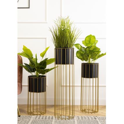 Kovový květináč LOFT 70x20 cm zlatá/černá