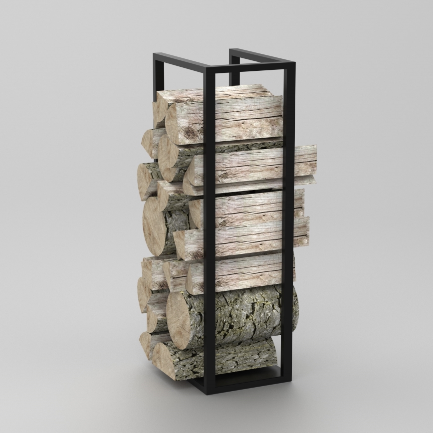 Kovový stojan na dřevo 100x30 cm černá