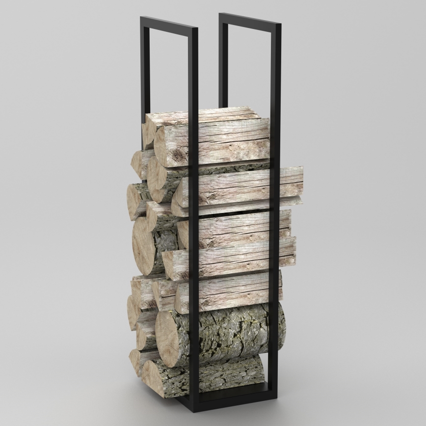 Kovový stojan na dřevo 120x40 cm černá