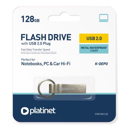 Kovový voděodolný Flash Disk USB 128GB chrom