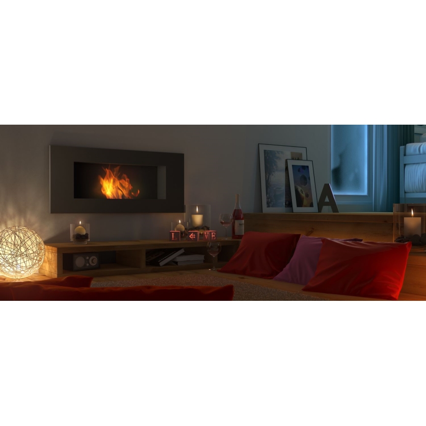 Kratki - Vestavěný BIO krb 40x90 cm 2kW černá