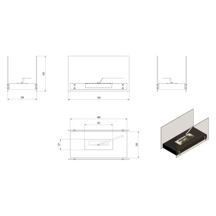 Kratki - BIO krb 40,2x70 cm 2kW černá