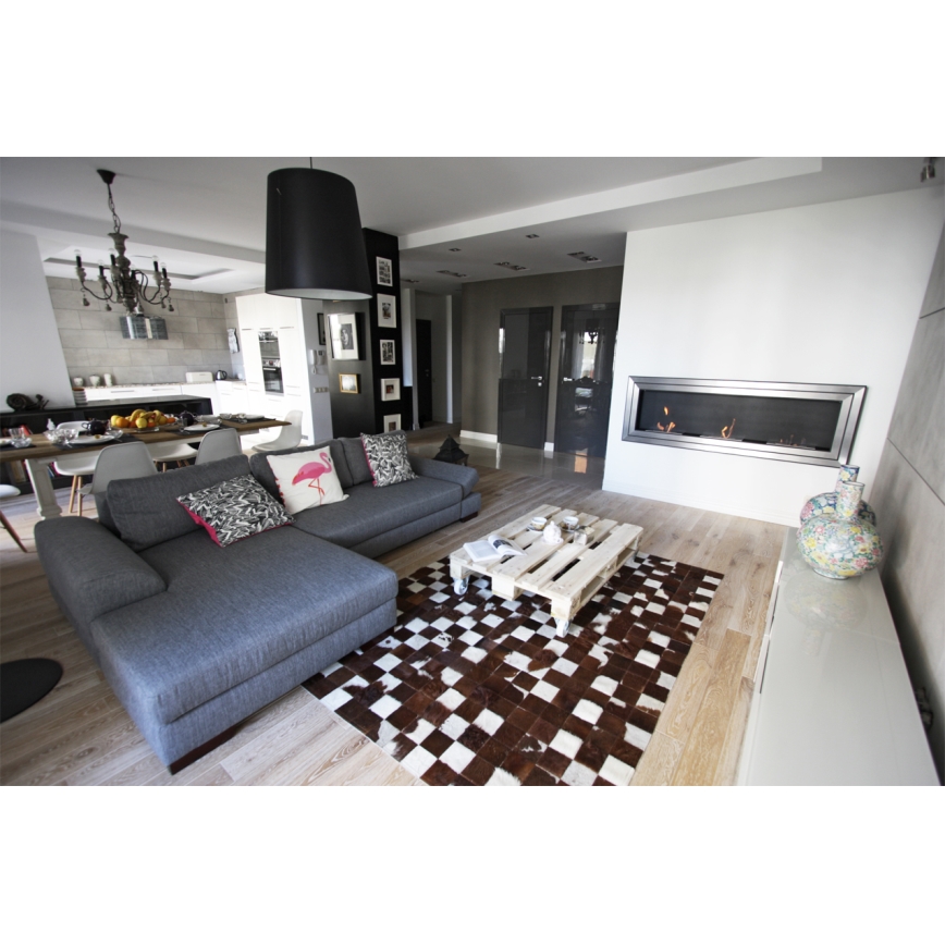 Kratki - Vestavěný BIO krb 65x180 cm 3x2,5kW lesklý chrom